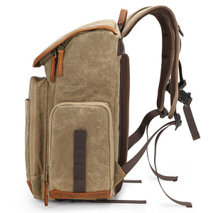 Waxed Canvas DSLR Camera Backpack Waterproof Travel Backpack Laptop Backpack QK-001 - echopurse