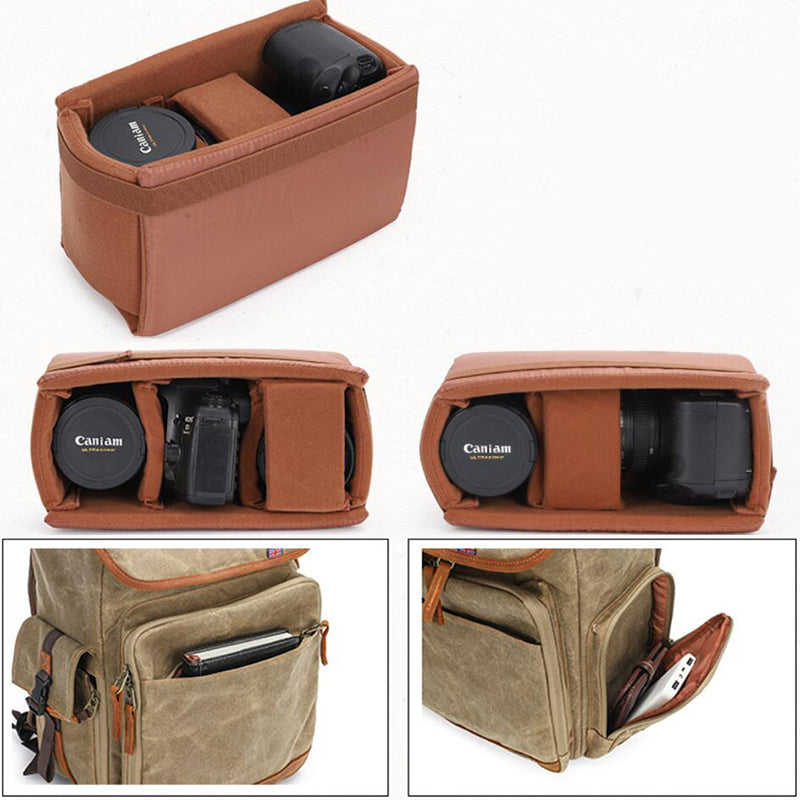 Waxed Canvas DSLR Camera Backpack Waterproof Travel Backpack Laptop Backpack QK-001 - echopurse