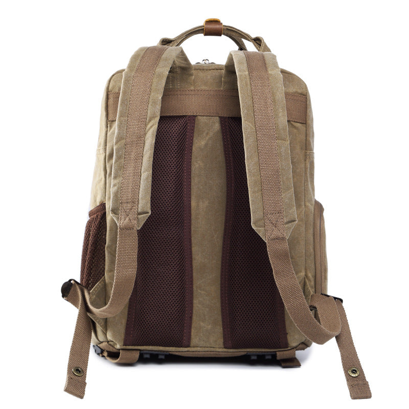 Waxed Canvas Travel Backpack DSLR Camera Backpack Casual School Backpack Q272 - echopurse