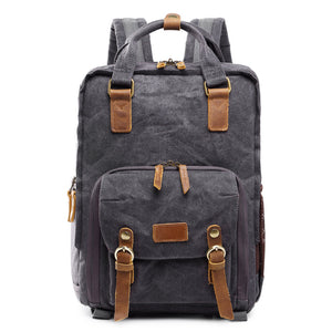 Waxed Canvas Travel Backpack DSLR Camera Backpack Casual School Backpack Q272 - echopurse