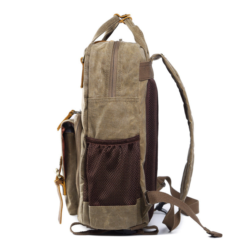 Waxed Canvas Travel Backpack DSLR Camera Backpack Casual School Backpack Q272 - echopurse