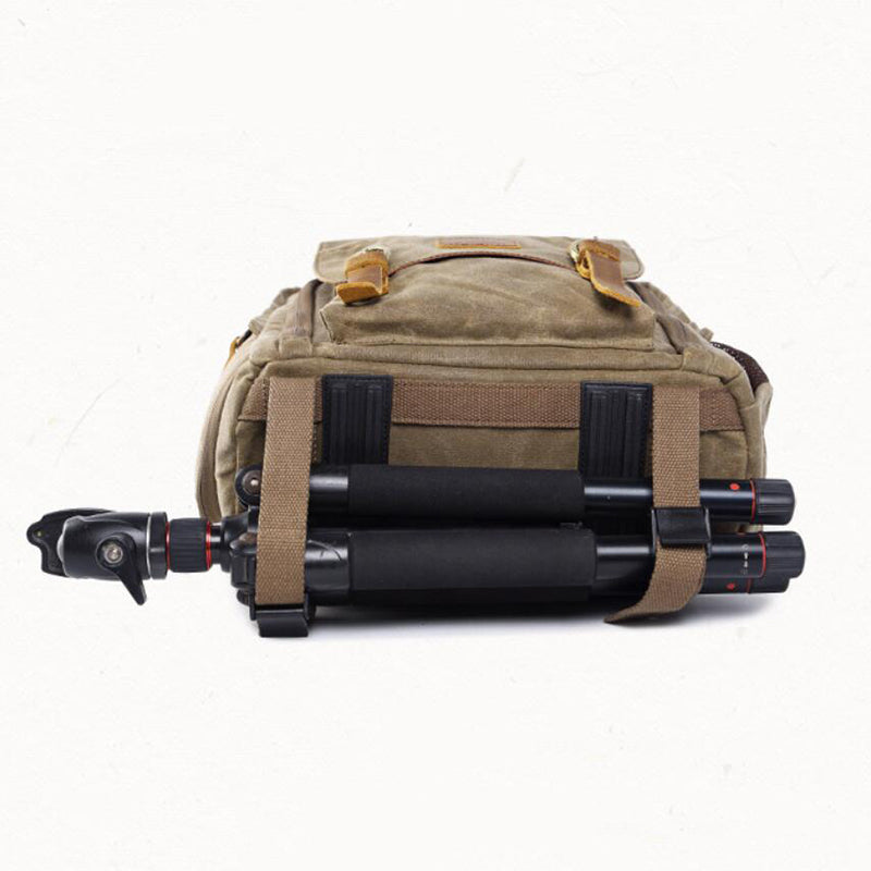 Waxed Canvas Travel Backpack DSLR Camera Backpack Casual School Backpack Q272 - echopurse